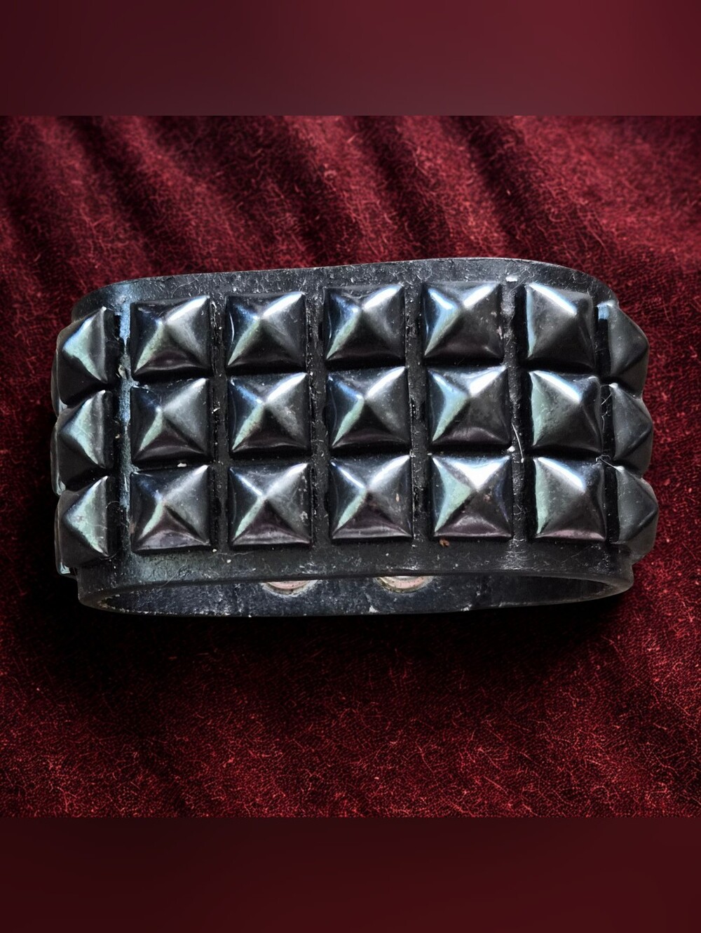 Black Pyramid Stud Leather Bracelet